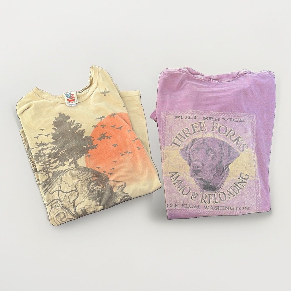 Lot Of 2 Vintage Lived In Retro Men's T Shirts Sized M/L Boho Festival Distresse